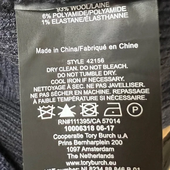 Tory Burch Ashley Navy Ruffled Sleeve Sweater Dress - Picture 16 of 16